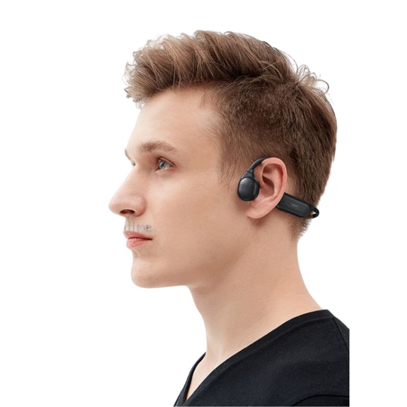 Auriculares deportivos REMAX RB-S33 negros con diseño de conducción ósea.