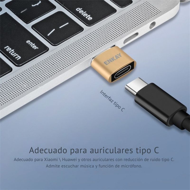 Adaptador Enkay AT105 USB a Tipo-C compacto y portátil.