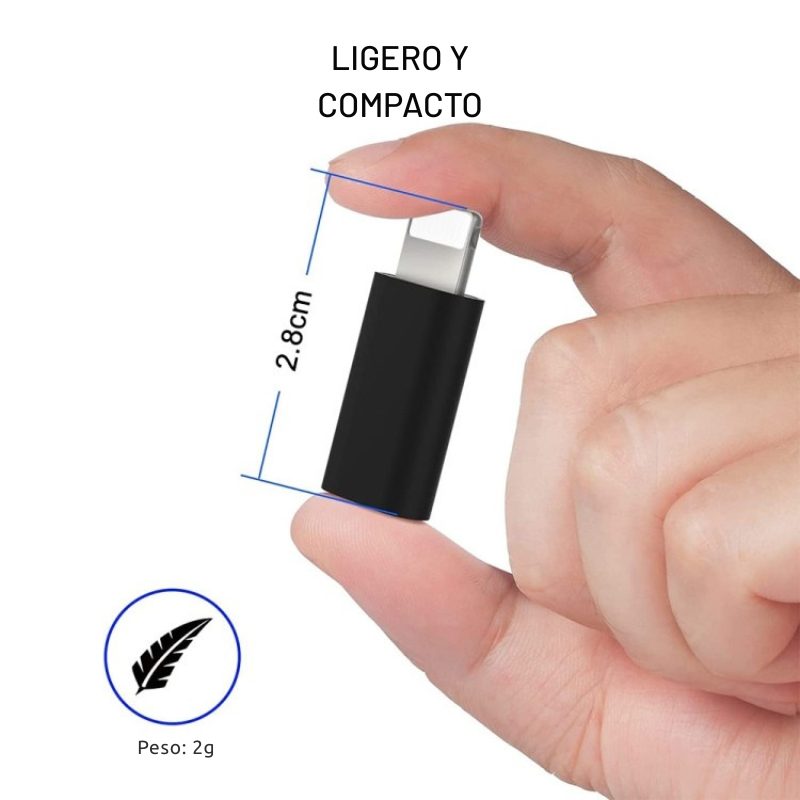 Adaptador Enkay HC-6 Mini Tipo-C a Lightning compacto y portátil para iPhone.