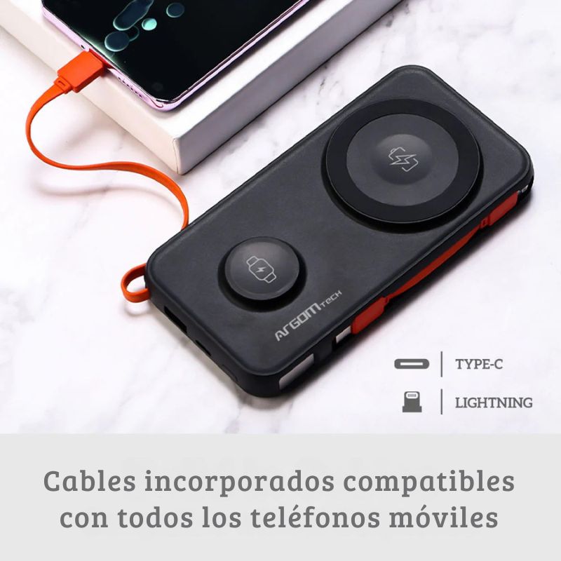 Cargador portátil magnético ST10 compatible con iPhone, Android y accesorios inalámbricos.