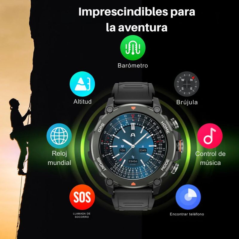 Reloj inteligente con monitoreo de frecuencia cardíaca, oxígeno en sangre y sueño.