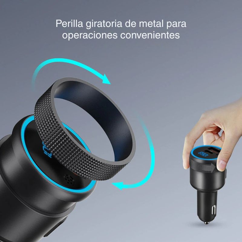 Adaptador manos libres Bluetooth compacto con diseño en ABS y anillo de aluminio