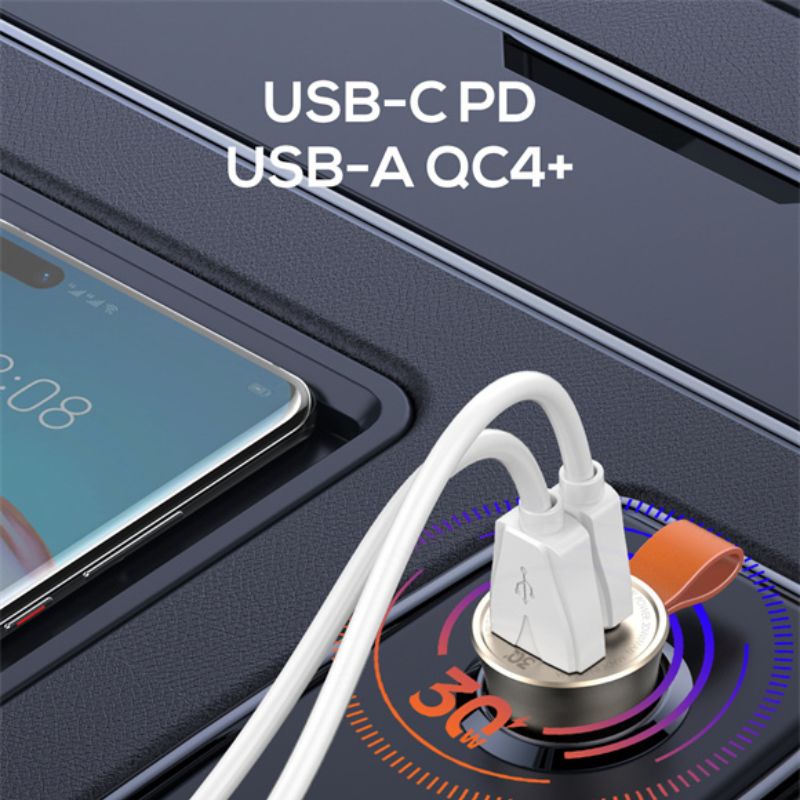 Adaptador de auto LDNIO con carga rápida PD + QC3.0.