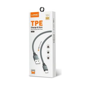 Cable LDNIO LS441 USB a Tipo-C de 1 metro, color negro con diseño antienredos