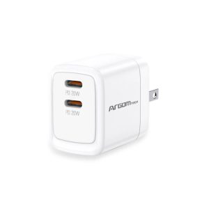 Cargador rápido ArgomTech 40W con doble puerto USB-C.