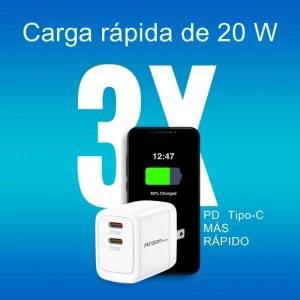 Cargador seguro de 40W con protección contra sobrecorriente.