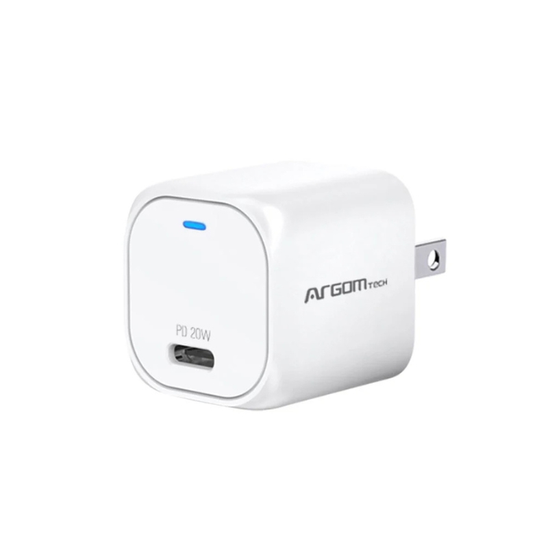 Cargador rápido Nano PD 20W ArgomTech con puerto USB-C.