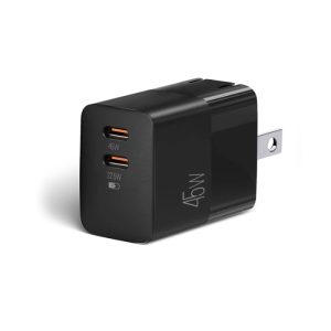 Cargador Volta P5 GaN II ArgomTech con doble puerto USB-C 45W.