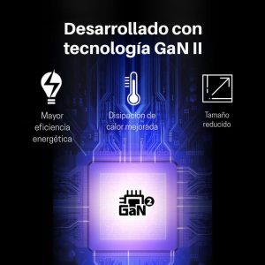 Adaptador de pared compacto con enchufe plegable y tecnología GaN II.