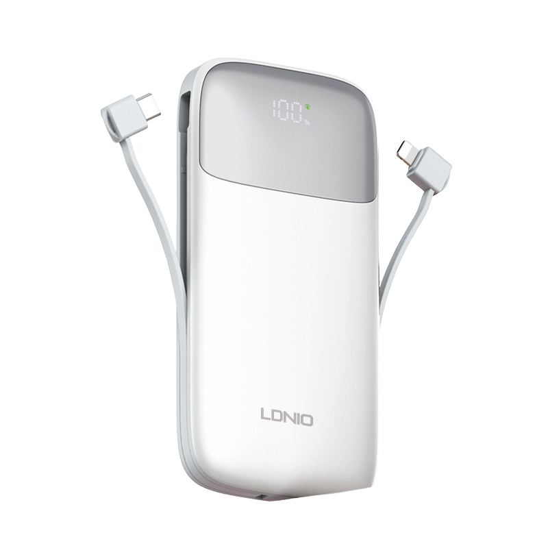 Power Bank LDNIO PQ20 de 20000mAh con carga rápida de 22.5W, pantalla LED digital y diseño elegante, compatible con múltiples dispositivos.
