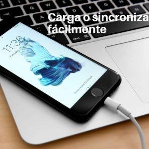 Cable Lightning a USB de 3 metros, compatible con iPhone, iPad y iPod, ideal para carga y sincronización a distancia.