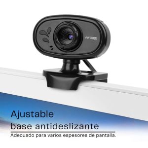 Webcam CAM20 HD 720P con micrófono integrado y clip universal para laptops y monitores.
