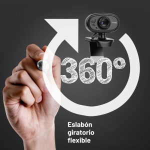 Webcam CAM20 HD 720P con micrófono integrado y clip universal para laptops y monitores.