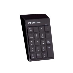 Teclado numérico USB retráctil ArgomTech con diseño compacto, cable extendible y teclas cómodas.