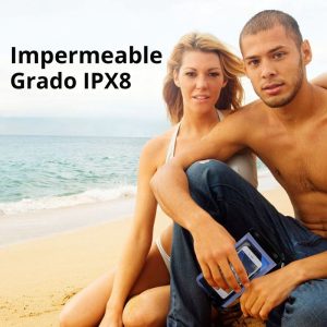 Funda impermeable ArgomTech IPX8 para celular, con ventana táctil, correa para cuello y cierre hermético, ideal para actividades acuáticas.