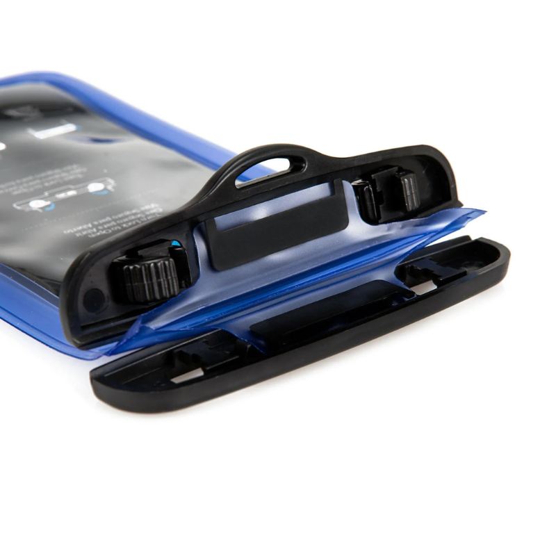 Funda impermeable ArgomTech IPX8 para celular, con ventana táctil, correa para cuello y cierre hermético, ideal para actividades acuáticas.