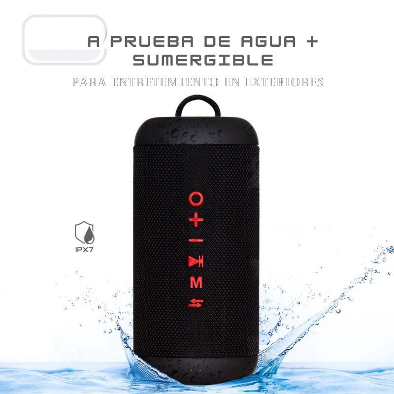 Altavoz Bluetooth portátil BoogieBoom+ con tecnología TWS, clasificación IPX7, correa integrada y entrada auxiliar de 3.5mm