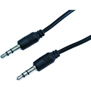 Cable auxiliar de audio 3.5mm macho a macho de 1 metro, ideal para conectar smartphones, laptops o sistemas de sonido.