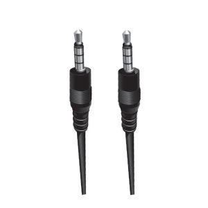 Cable auxiliar de audio 3.5mm macho a macho de 1 metro, ideal para conectar smartphones, laptops o sistemas de sonido.