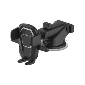 Soporte para celular ArgomTech con brazo telescópico, sistema One Touch, base adhesiva y cabezal giratorio 360°, ideal para usar en el auto.