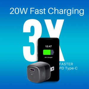 Cargador VOLTA P2 Nano Pro de 20W con puerto USB-C PD, diseño compacto, color negro y certificación ETL para carga rápida y segura.