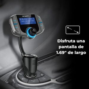 Kit manos libres para auto ArgomTech Spectro T4 con Bluetooth 5.0, doble puerto USB de carga rápida y pantalla LCD.