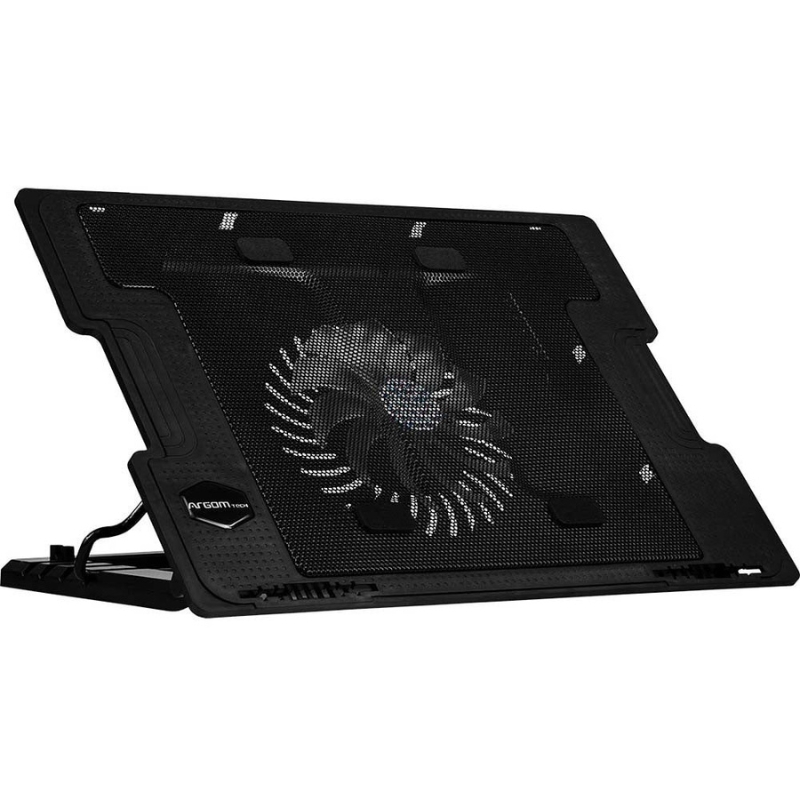 Base enfriadora ajustable para laptop con ventilador grande, luz LED azul y puertos USB, compatible hasta 17 pulgadas