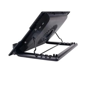 Base enfriadora ajustable para laptop con ventilador grande, luz LED azul y puertos USB, compatible hasta 17 pulgadas