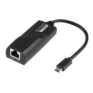 Adaptador de red USB Tipo-C a RJ45 Ethernet de 15 cm, ideal para laptops y tablets sin puerto de red. Conexión Gigabit hasta 1000 Mbps, diseño compacto plug and play.