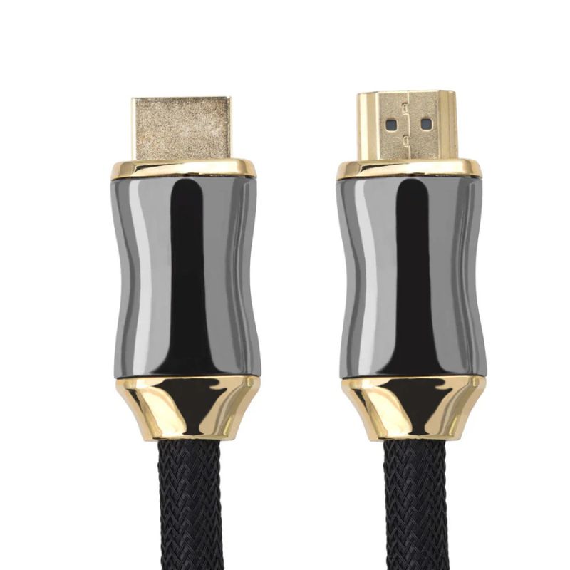 Cable HDMI a HDMI trenzado de 10ft con conectores dorados, soporte 4K UHD, 3D y Ethernet, ideal para TV, consolas y dispositivos multimedia.