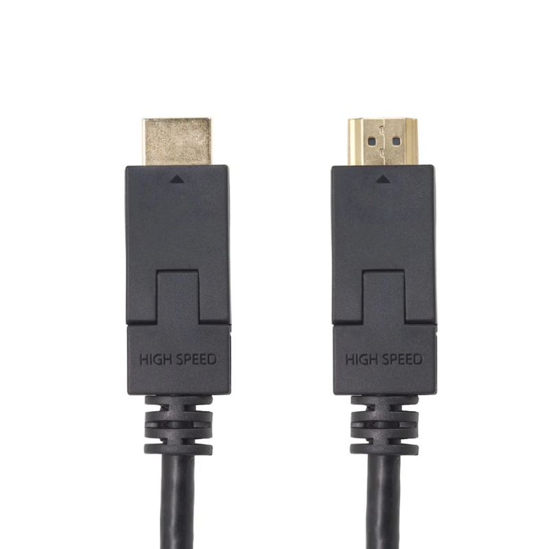 Cable HDMI a HDMI de 6ft con conectores giratorios 180°, versión 2.0, compatible con 4K UHD, 3D y Ethernet, ideal para espacios reducidos.