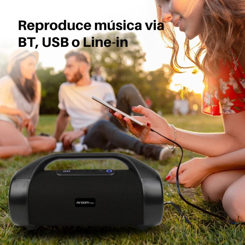 Altavoz Bluetooth Radyon+ Beats con luces LED, potencia de 50W, tecnología TWS y diseño resistente con asa integrada