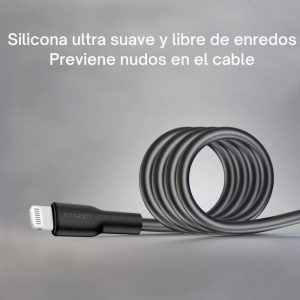 Cable Tipo-C a Lightning de silicona ultra flexible, con carga rápida de 30W, libre de enredos y compatible con dispositivos Apple.