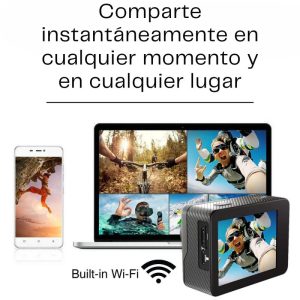 Cámara de acción Epic 85 4K con doble pantalla, control remoto, carcasa resistente e ideal para deportes extremos o aventuras bajo el agua.