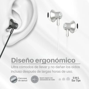 Audífonos alámbricos ArgomTech Ultimate Sound Aura con conector USB-C, diseño metálico, auriculares magnéticos, micrófono y controles integrados.