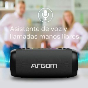 Altavoz inalámbrico Radyon X41 con luces LED, correa de hombro, resistente al agua, ideal para exteriores y fiestas.