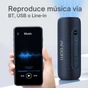 Bocina Radyon X32 con 20W RMS, luces LED multicolor, Bluetooth 5.3, TWS, batería de larga duración y resistencia IPX5 para exteriores