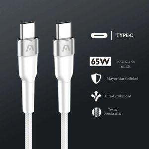 Cargador VOLTA P40 de ArgomTech con tecnología GaN, 38W de salida, dos puertos (USB-C y USB-A) y cable USB-C a USB-C de 1.8m incluido.
