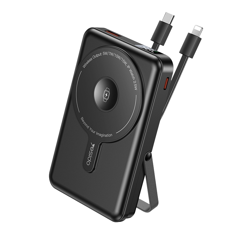Power Bank YESIDO YP72 con pantalla LED y diseño compacto.