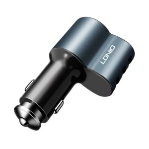 Cargador de carro LDNIO C408C con 3 puertos USB en color negro.