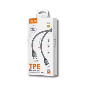 Cable LDNIO LS441 de 1 metro con carga rápida 2.4A compatible con Lightning y Type-C.