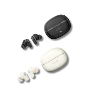 Audífonos Bluetooth T13 LDNIO con estuche de carga 300mAh en diseño redondo.