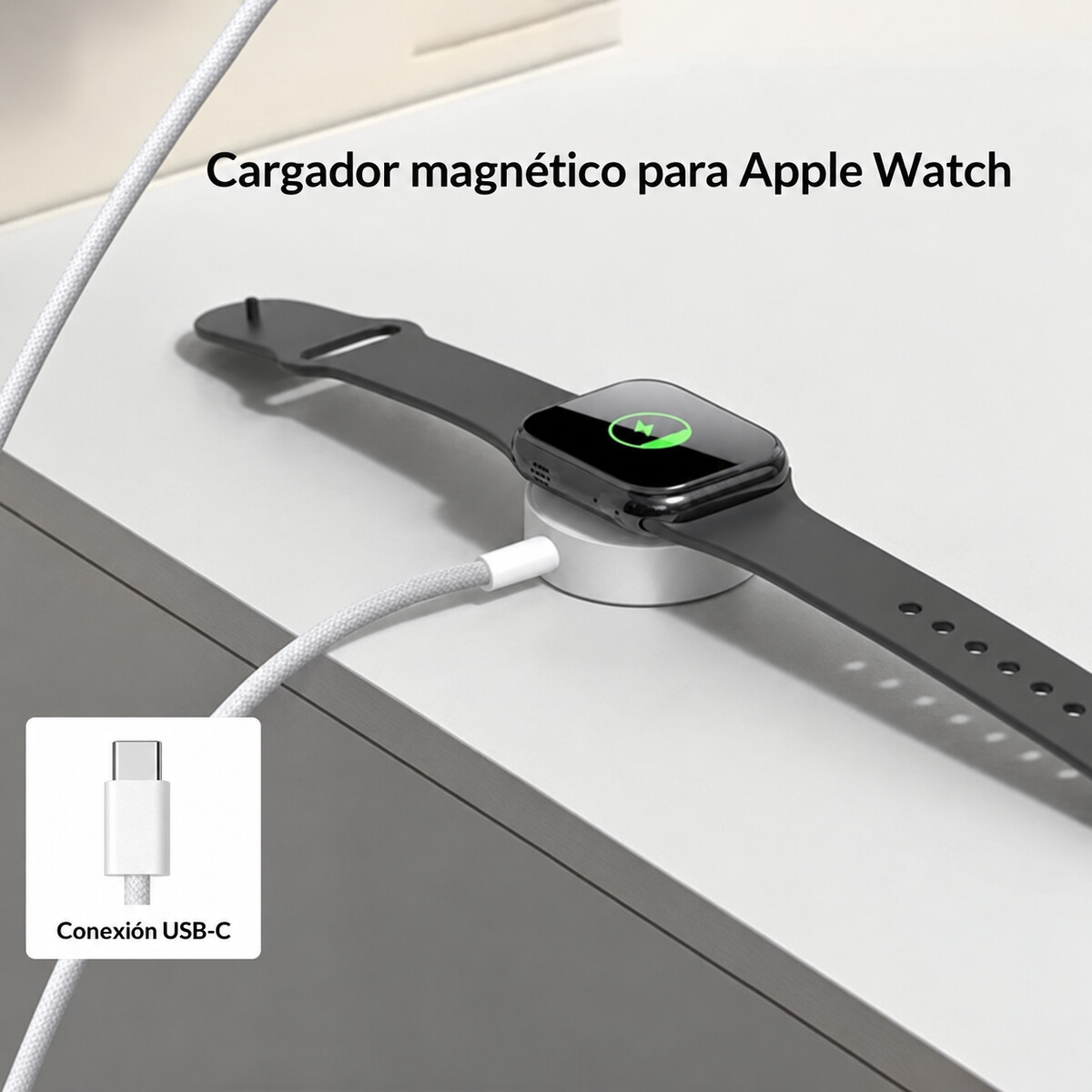Apple Watch cargando con Yesido DS32 y conexi&oacute;n USB-C