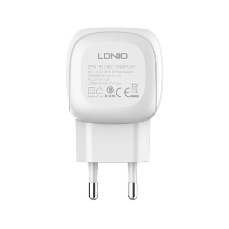 Cargador de casa LDNIO A1206C PD 27W con puerto USB-C.