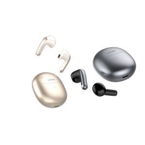 Audífonos Bluetooth T10 LDNIO con estuche de carga compacto y diseño in-ear moderno.