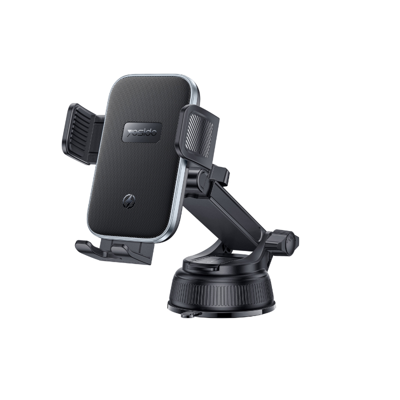 Soporte para celular YESIDO C320 para auto con carga inalámbrica rápida de 15W, compatibilidad Qi y sujeción estable para uso en automóvil.