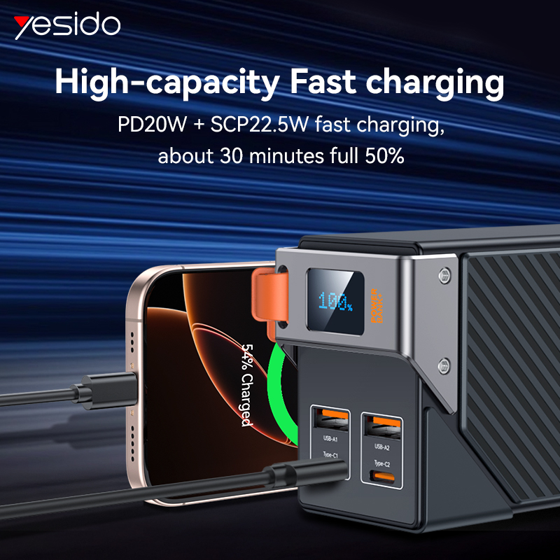 Power Bank port&aacute;til Yesido YP62 30,000mAh &ndash; vista adicional