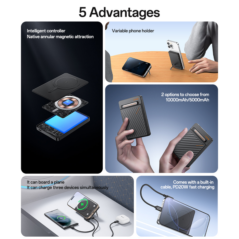 Power Bank magn&eacute;tico Yesido YP78 10000mAh con carga inal&aacute;mbrica 15W y carga r&aacute;pida PD 20W &ndash; vista adicional