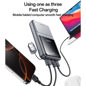 Power Bank Yesido YP96 20000mAh carga rápida 22.5W con pantalla LED y cable USB-C integrado – características destacadas
