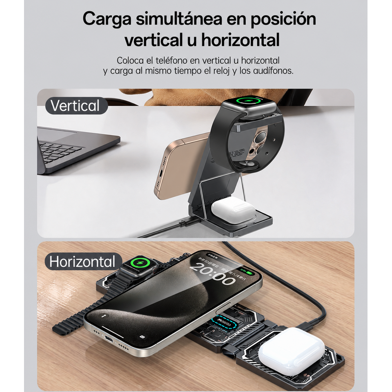 Cargador inalámbrico 3 en 1 Yesido DS25 15W – características destacadas